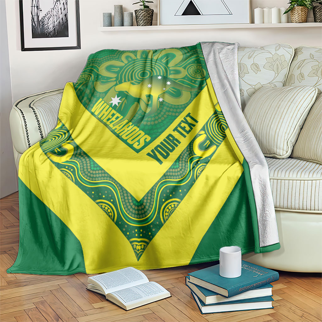 Australia Wheelaroos Rugby Custom Blanket Go Aussie Kangaroo Indigenous Art