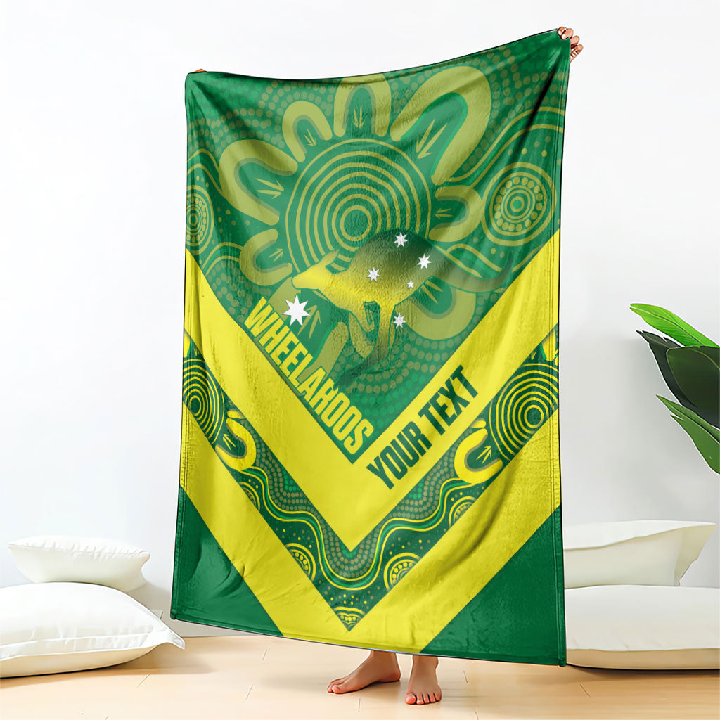 Australia Wheelaroos Rugby Custom Blanket Go Aussie Kangaroo Indigenous Art