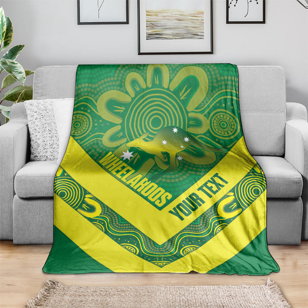 Australia Wheelaroos Rugby Custom Blanket Go Aussie Kangaroo Indigenous Art