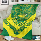 Australia Wheelaroos Rugby Custom Blanket Go Aussie Kangaroo Indigenous Art
