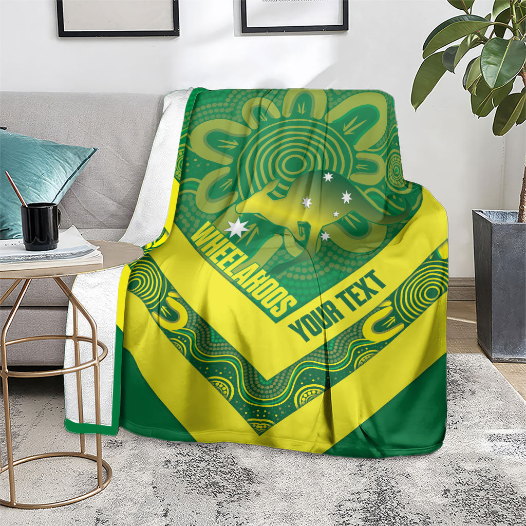 Australia Wheelaroos Rugby Custom Blanket Go Aussie Kangaroo Indigenous Art