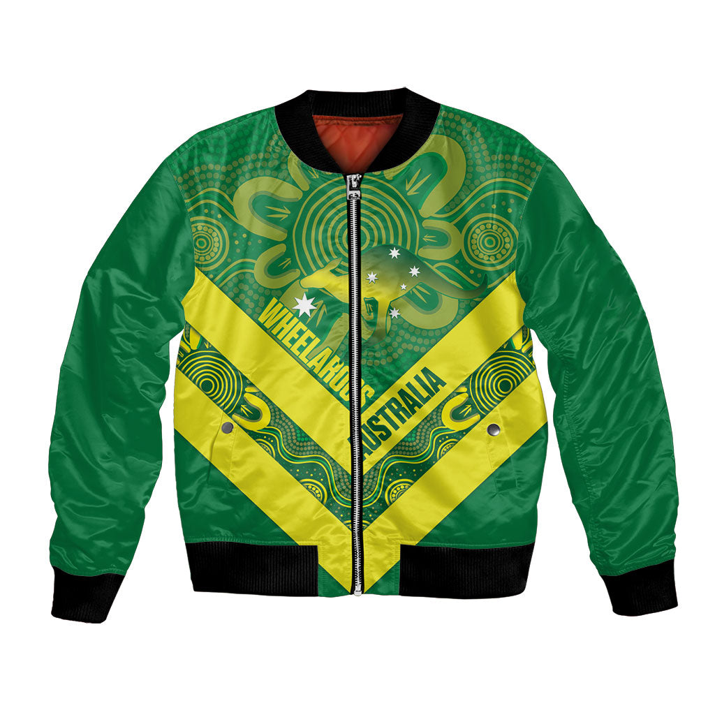 Australia Wheelaroos Rugby Custom Bomber Jacket Go Aussie Kangaroo Indigenous Art