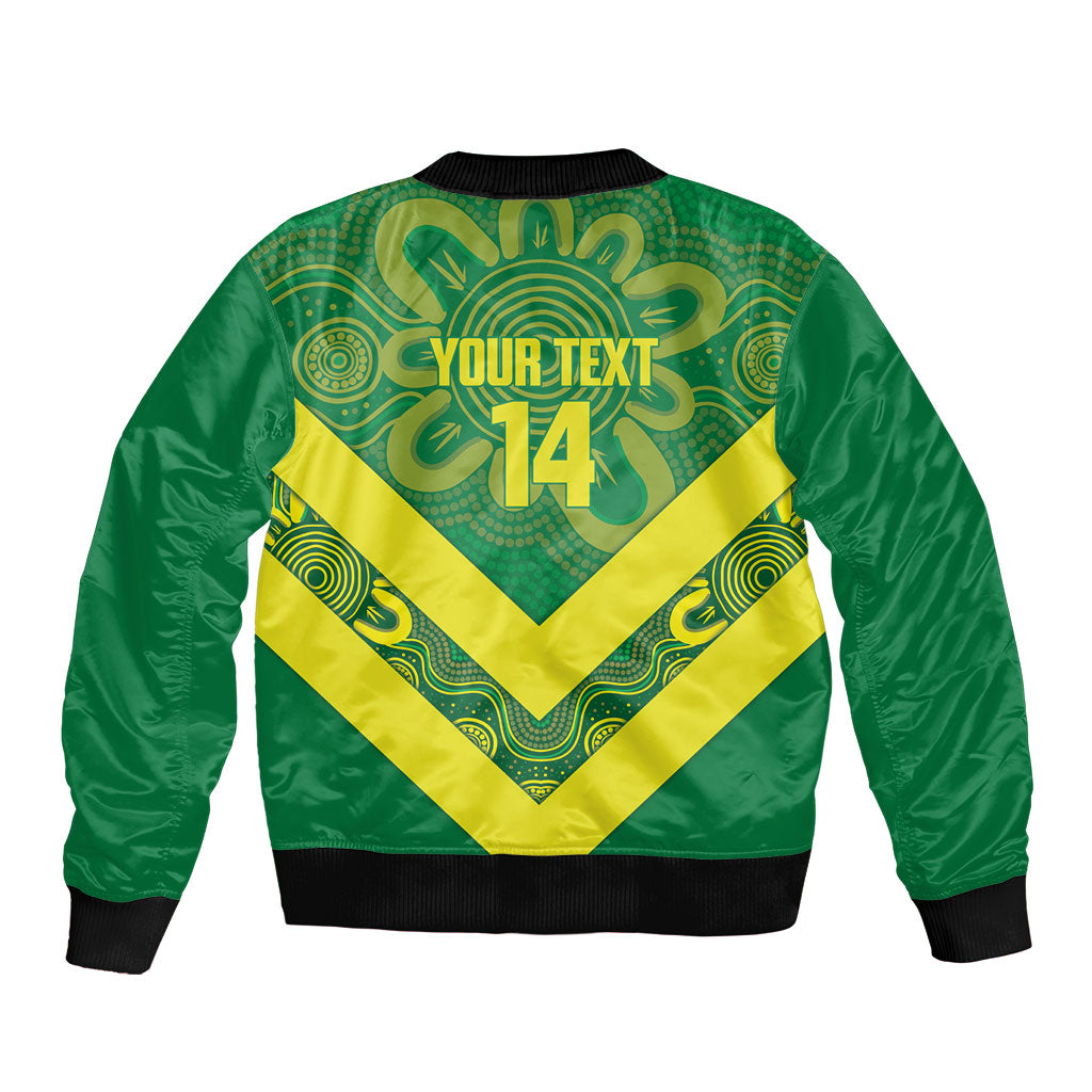 Australia Wheelaroos Rugby Custom Bomber Jacket Go Aussie Kangaroo Indigenous Art