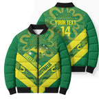 Australia Wheelaroos Rugby Custom Bomber Puffer Jacket Go Aussie Kangaroo Indigenous Art