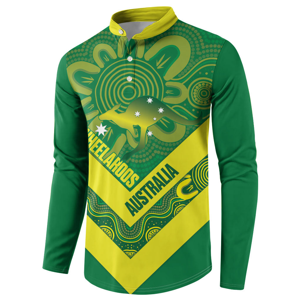 Australia Wheelaroos Rugby Custom Button Sweatshirt Go Aussie Kangaroo Indigenous Art