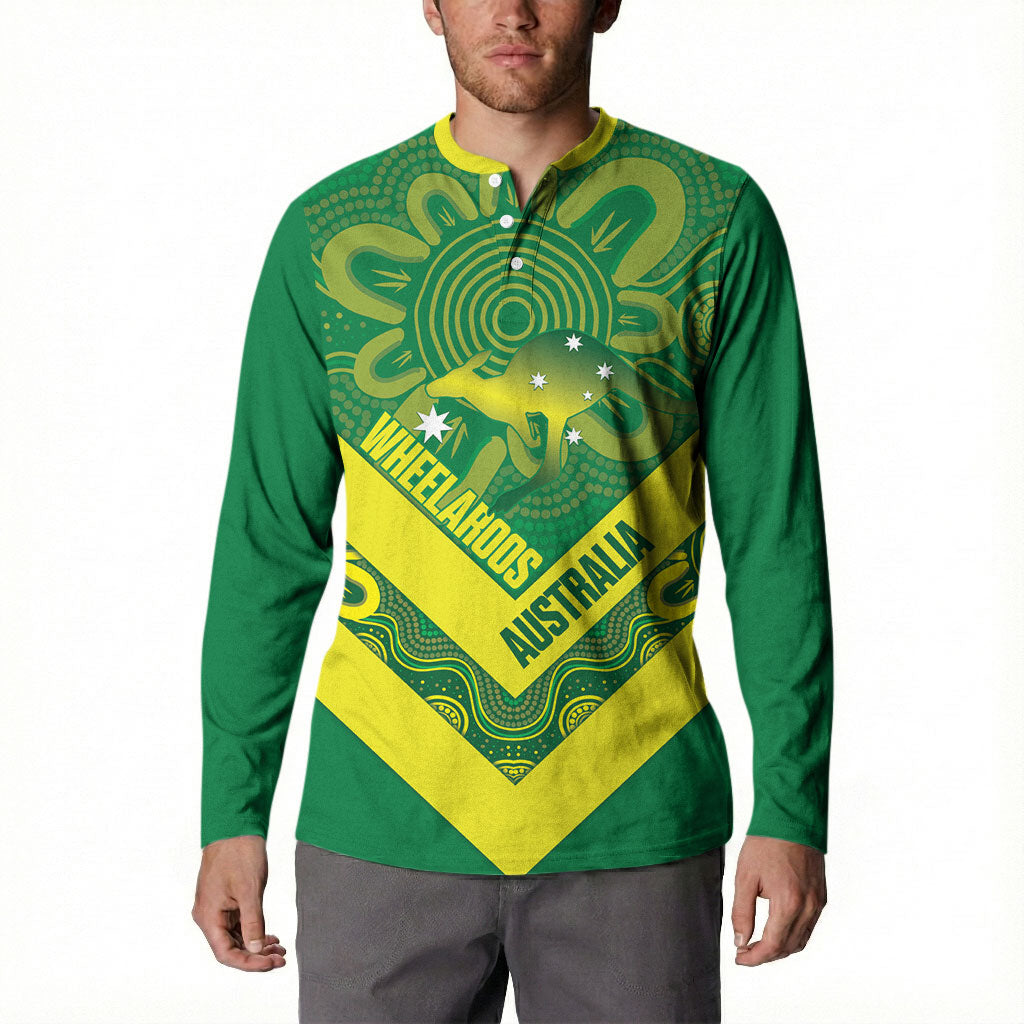 Australia Wheelaroos Rugby Custom Button Sweatshirt Go Aussie Kangaroo Indigenous Art