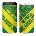 Australia Wheelaroos Rugby 4 in 1 Can Cooler Tumbler Go Aussie Kangaroo Indigenous Art