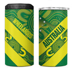 Australia Wheelaroos Rugby 4 in 1 Can Cooler Tumbler Go Aussie Kangaroo Indigenous Art