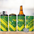 Australia Wheelaroos Rugby 4 in 1 Can Cooler Tumbler Go Aussie Kangaroo Indigenous Art