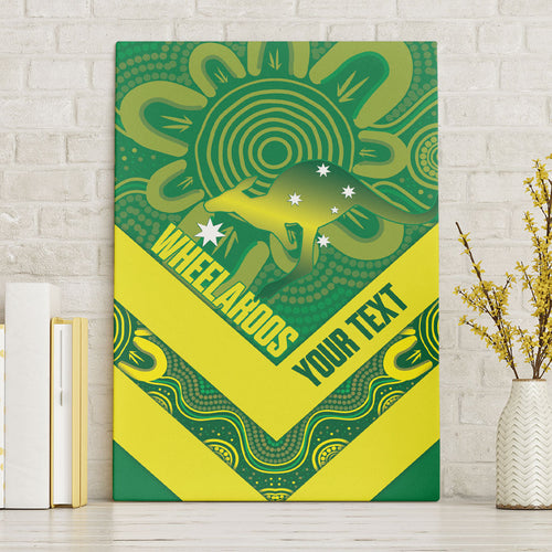 Australia Wheelaroos Rugby Custom Canvas Wall Art Go Aussie Kangaroo Indigenous Art