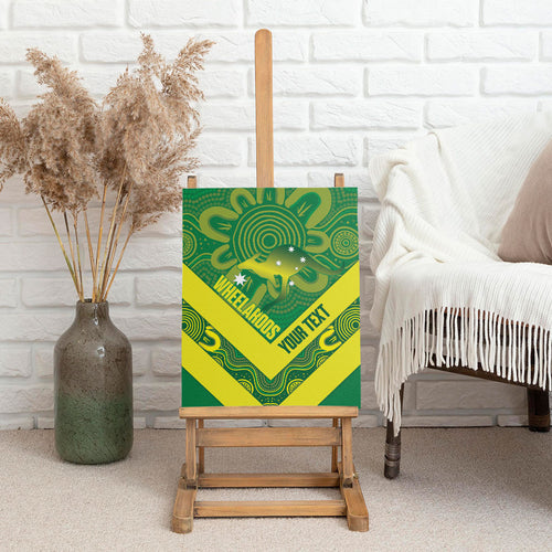 Australia Wheelaroos Rugby Custom Canvas Wall Art Go Aussie Kangaroo Indigenous Art