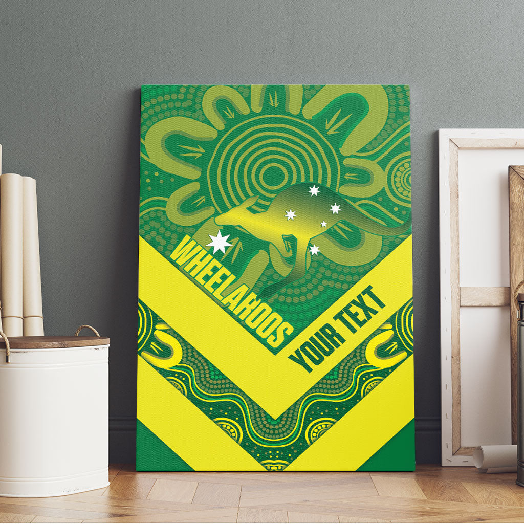 Australia Wheelaroos Rugby Custom Canvas Wall Art Go Aussie Kangaroo Indigenous Art