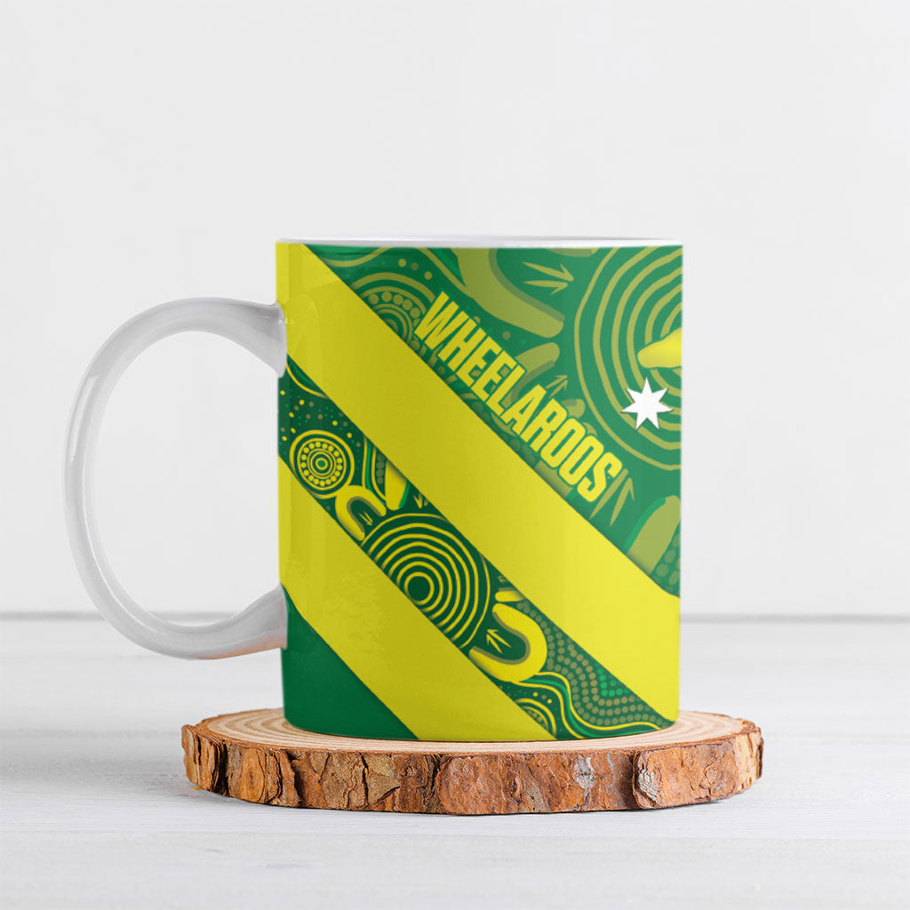 Australia Wheelaroos Rugby Ceramic Mug Go Aussie Kangaroo Indigenous Art
