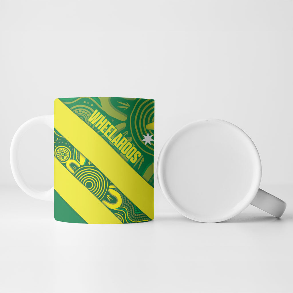 Australia Wheelaroos Rugby Ceramic Mug Go Aussie Kangaroo Indigenous Art