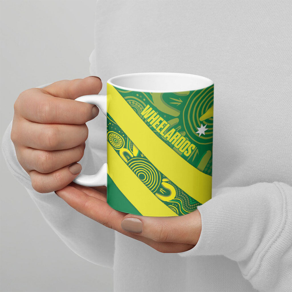 Australia Wheelaroos Rugby Ceramic Mug Go Aussie Kangaroo Indigenous Art