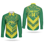 Australia Wheelaroos Rugby Custom Couples Matching Off Shoulder Short Dress and Long Sleeve Button Shirt Go Aussie Kangaroo Indigenous Art