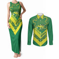 Australia Wheelaroos Rugby Custom Couples Matching Tank Maxi Dress and Long Sleeve Button Shirt Go Aussie Kangaroo Indigenous Art