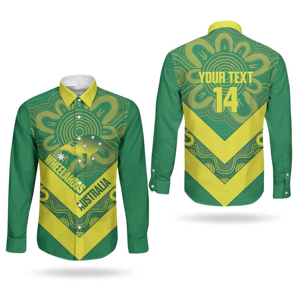Australia Wheelaroos Rugby Custom Couples Matching Tank Maxi Dress and Long Sleeve Button Shirt Go Aussie Kangaroo Indigenous Art