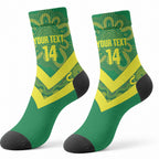 Australia Wheelaroos Rugby Custom Crew Socks Go Aussie Kangaroo Indigenous Art