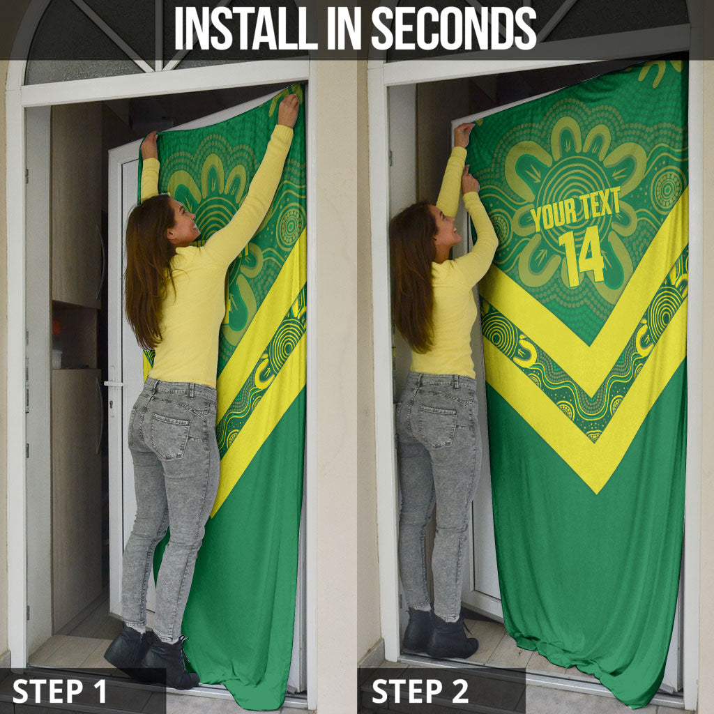 Australia Wheelaroos Rugby Custom Door Cover Go Aussie Kangaroo Indigenous Art