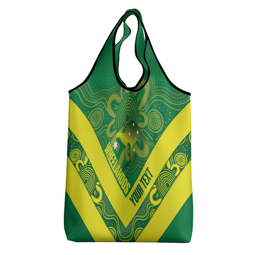 Australia Wheelaroos Rugby Custom Grocery Bag Go Aussie Kangaroo Indigenous Art