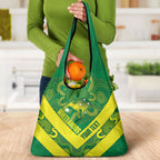Australia Wheelaroos Rugby Custom Grocery Bag Go Aussie Kangaroo Indigenous Art