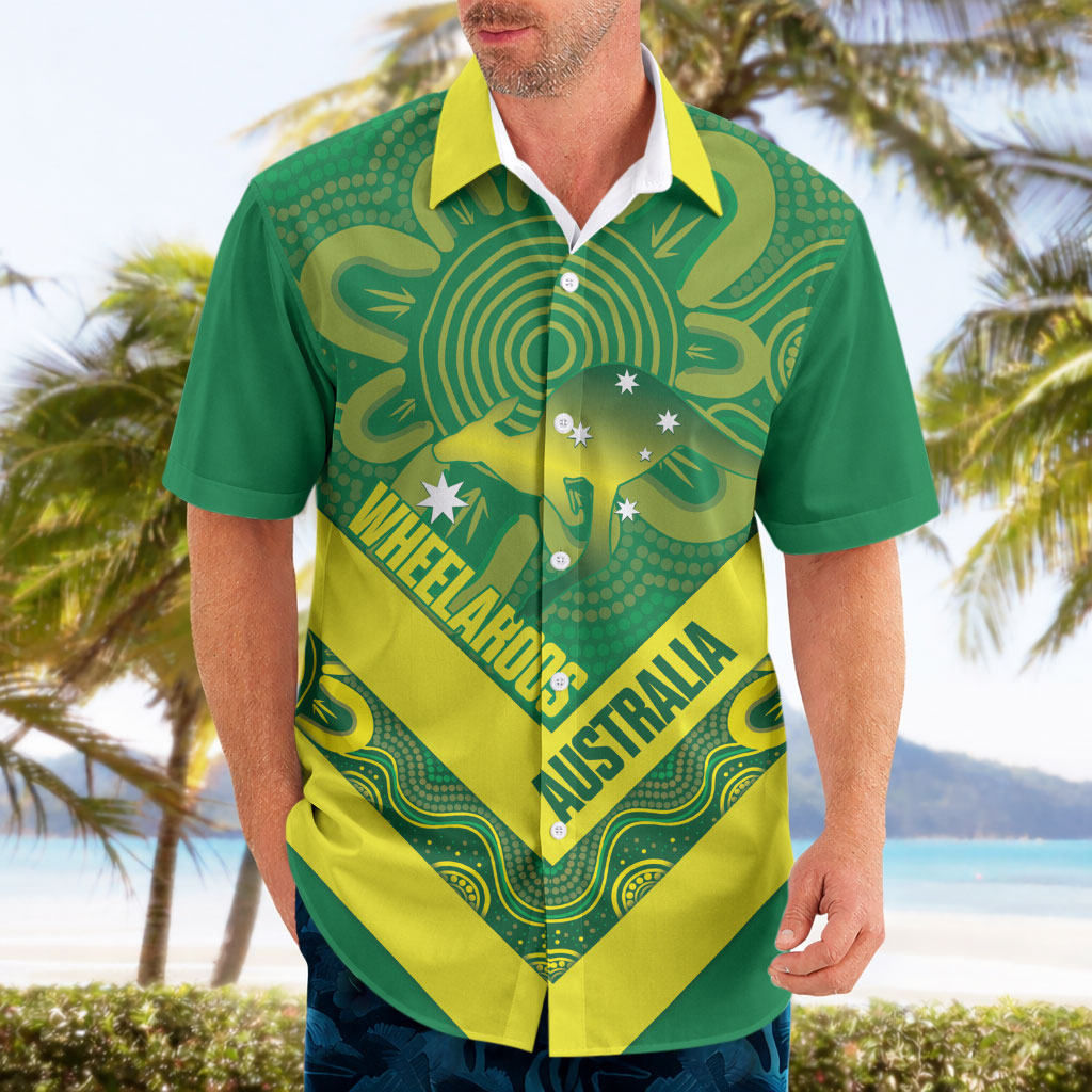 Australia Wheelaroos Rugby Custom Hawaiian Shirt Go Aussie Kangaroo Indigenous Art