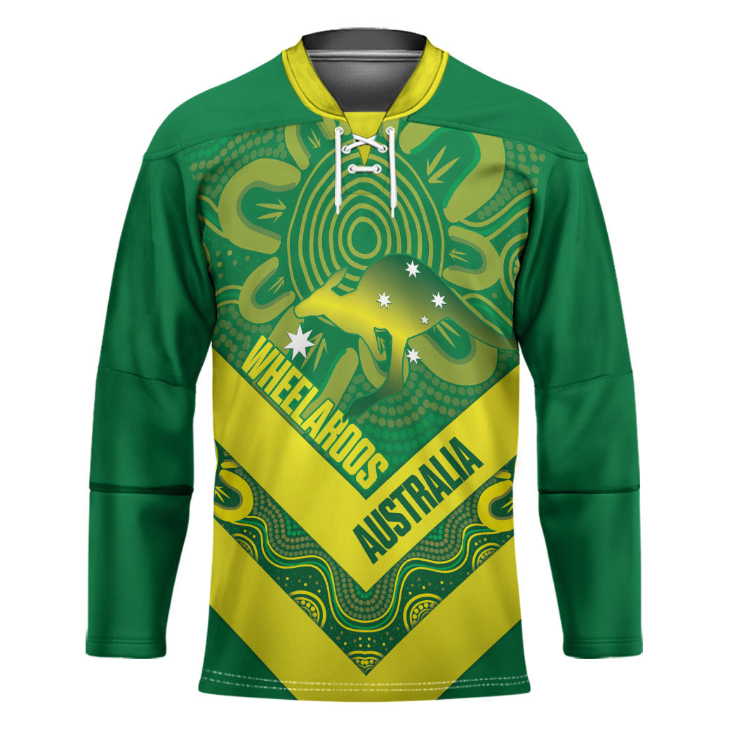 Australia Wheelaroos Rugby Custom Hockey Jersey Go Aussie Kangaroo Indigenous Art