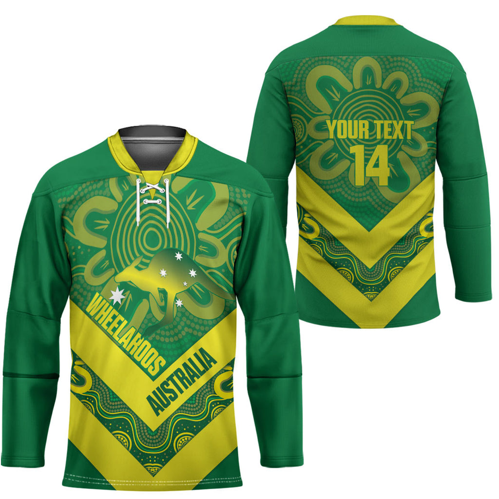 Australia Wheelaroos Rugby Custom Hockey Jersey Go Aussie Kangaroo Indigenous Art