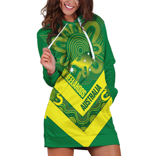 Australia Wheelaroos Rugby Custom Hoodie Dress Go Aussie Kangaroo Indigenous Art