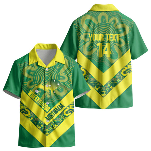 Australia Wheelaroos Rugby Custom Kid Hawaiian Shirt Go Aussie Kangaroo Indigenous Art