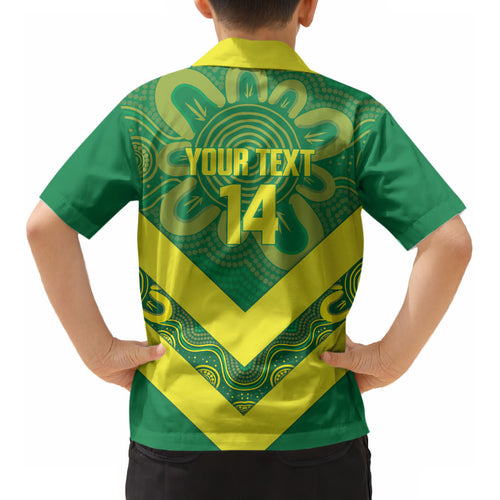 Australia Wheelaroos Rugby Custom Kid Hawaiian Shirt Go Aussie Kangaroo Indigenous Art