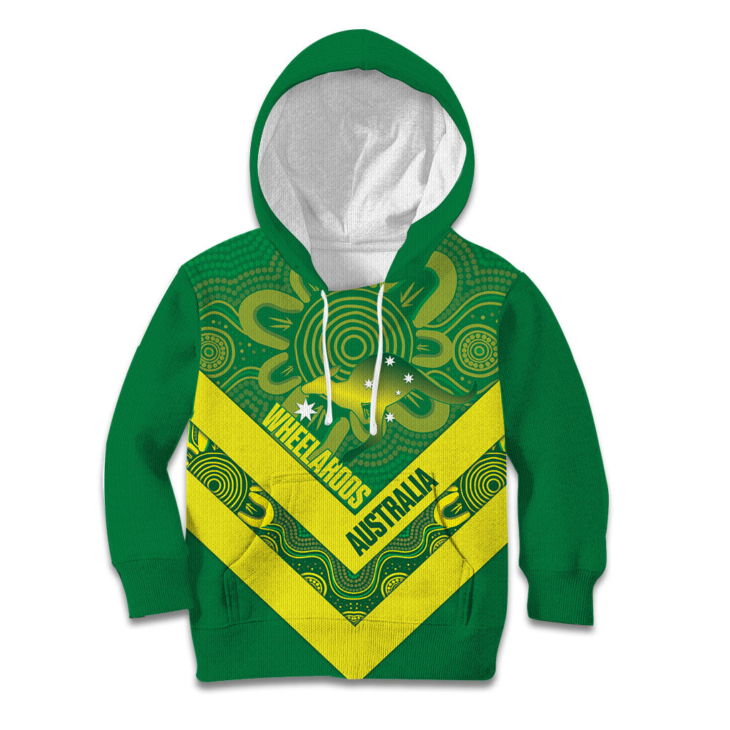 Australia Wheelaroos Rugby Custom Kid Hoodie Go Aussie Kangaroo Indigenous Art