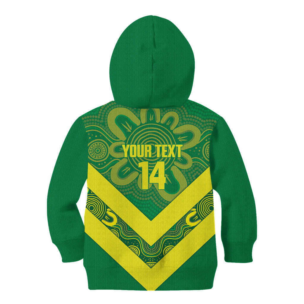 Australia Wheelaroos Rugby Custom Kid Hoodie Go Aussie Kangaroo Indigenous Art