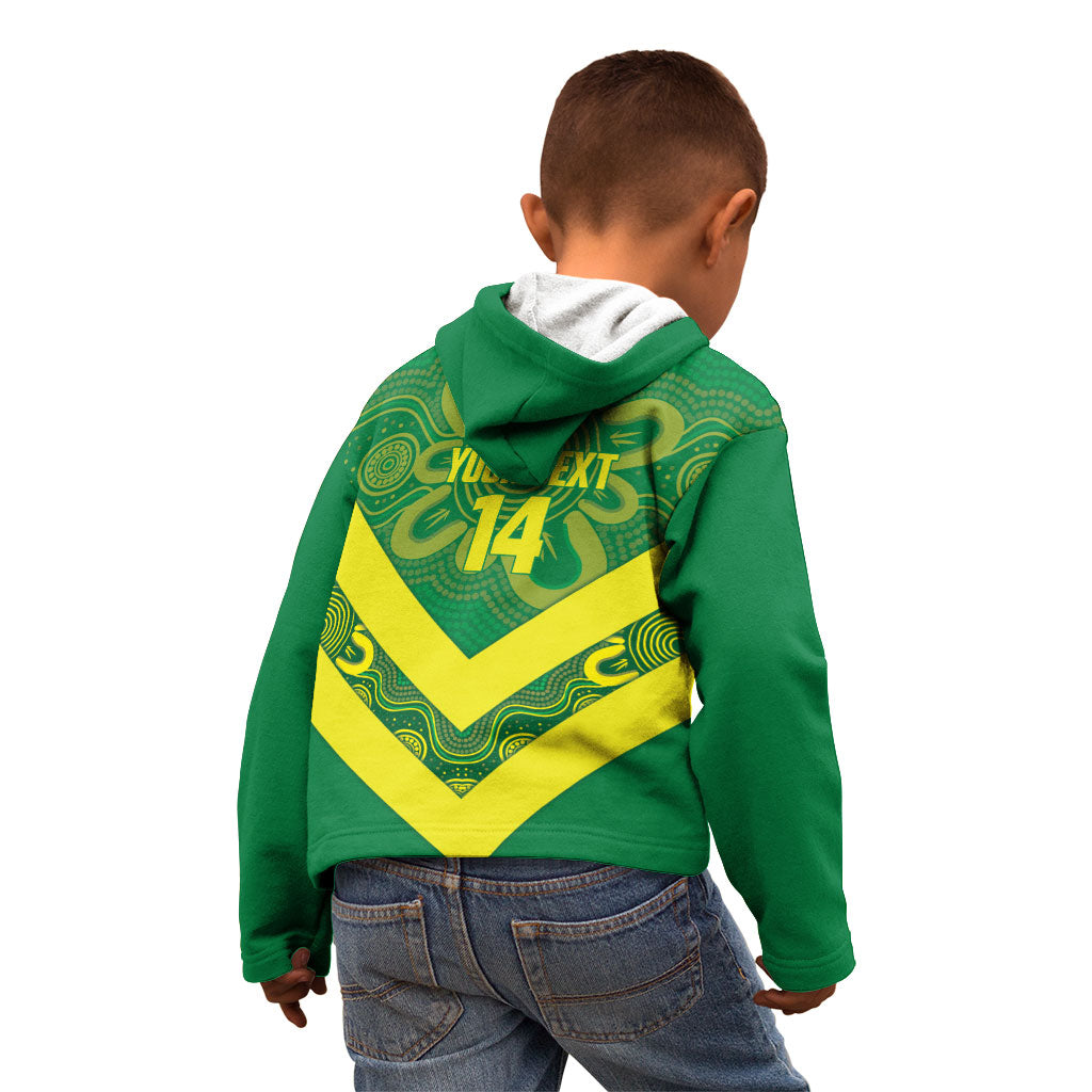 Australia Wheelaroos Rugby Custom Kid Hoodie Go Aussie Kangaroo Indigenous Art
