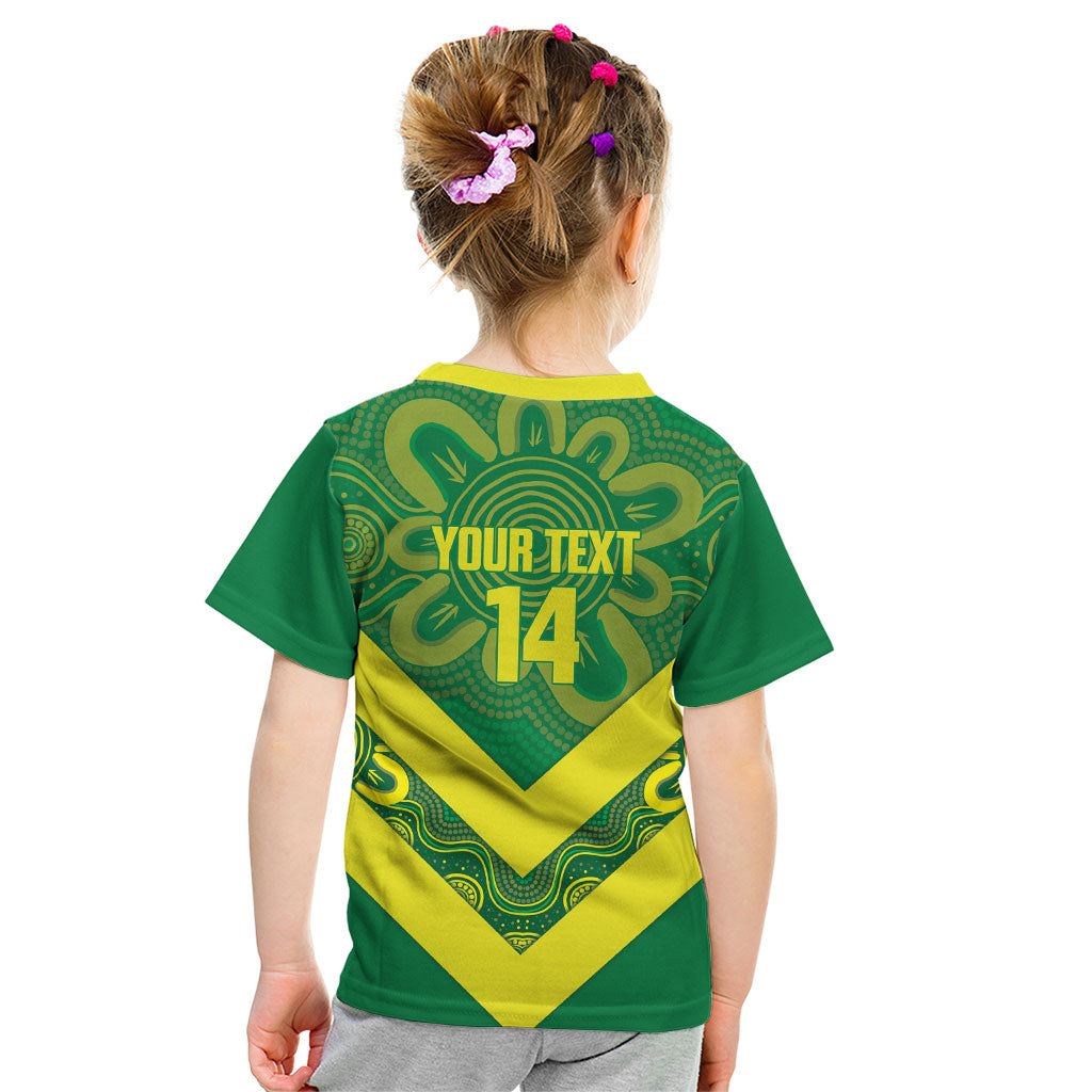 Australia Wheelaroos Rugby Custom Kid T Shirt Go Aussie Kangaroo Indigenous Art