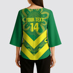 Australia Wheelaroos Rugby Custom Kimono Sleeve Blouse Go Aussie Kangaroo Indigenous Art