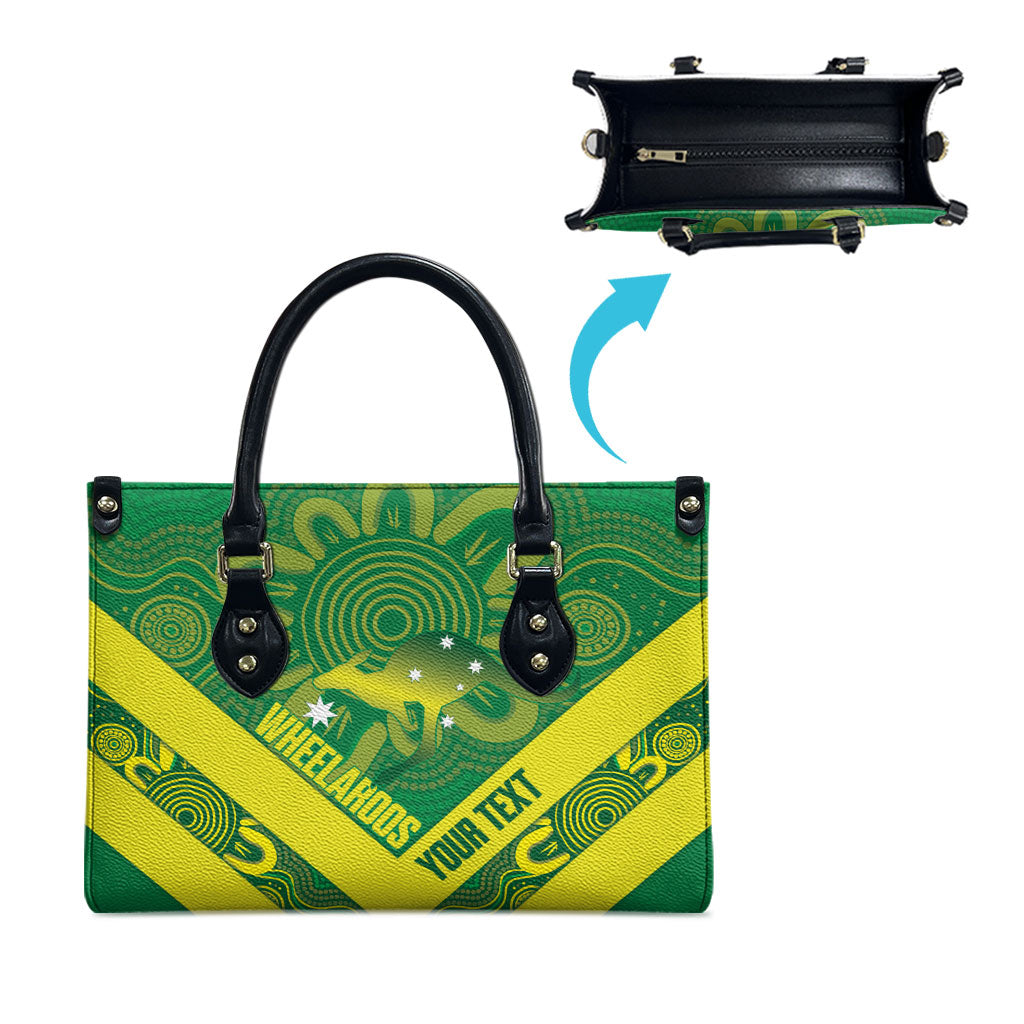 Australia Wheelaroos Rugby Custom Leather Bag Go Aussie Kangaroo Indigenous Art
