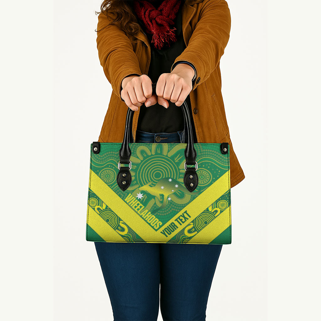 Australia Wheelaroos Rugby Custom Leather Bag Go Aussie Kangaroo Indigenous Art