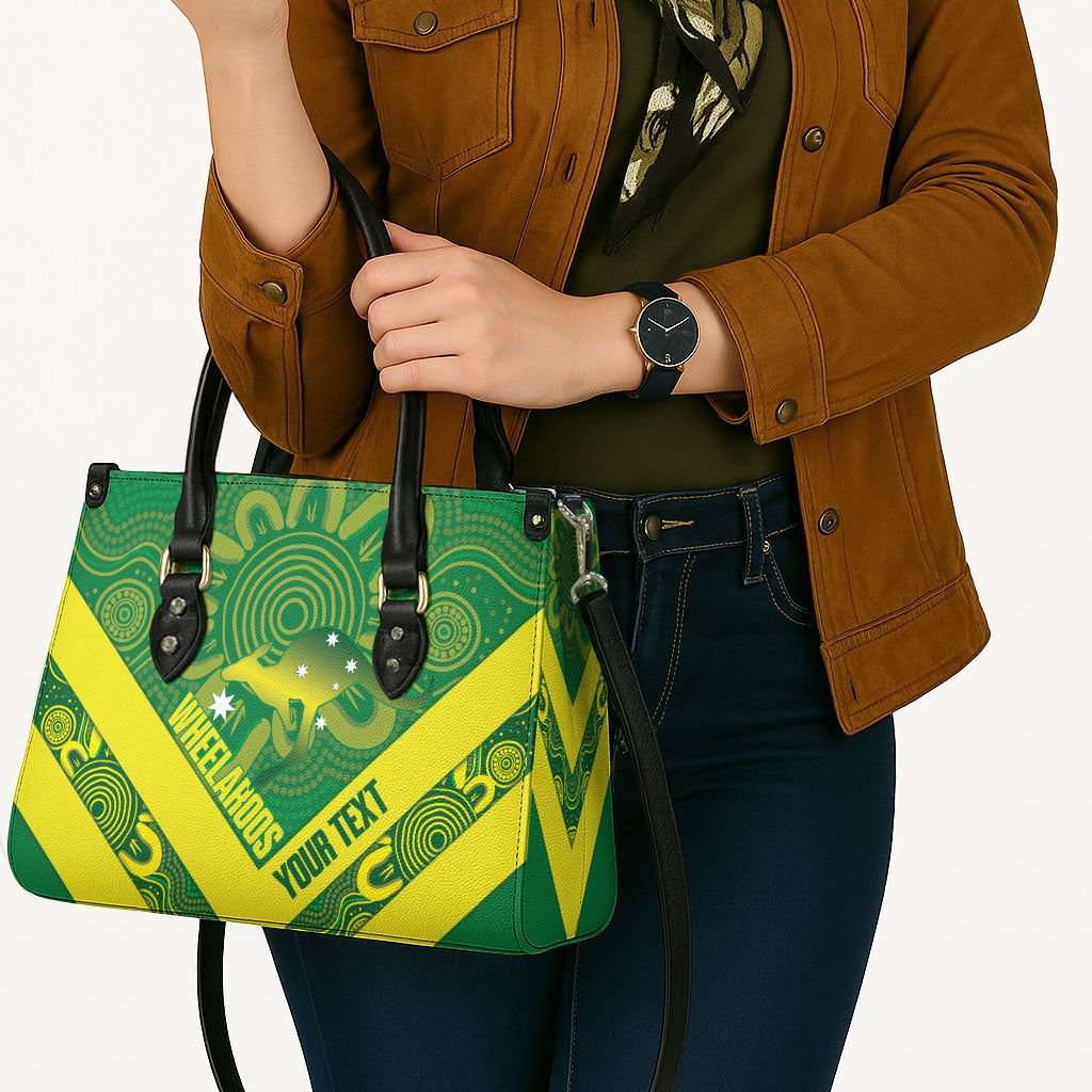 Australia Wheelaroos Rugby Custom Leather Bag Go Aussie Kangaroo Indigenous Art
