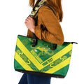 Australia Wheelaroos Rugby Custom Leather Tote Bag Go Aussie Kangaroo Indigenous Art