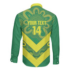 Australia Wheelaroos Rugby Custom Long Sleeve Button Shirt Go Aussie Kangaroo Indigenous Art