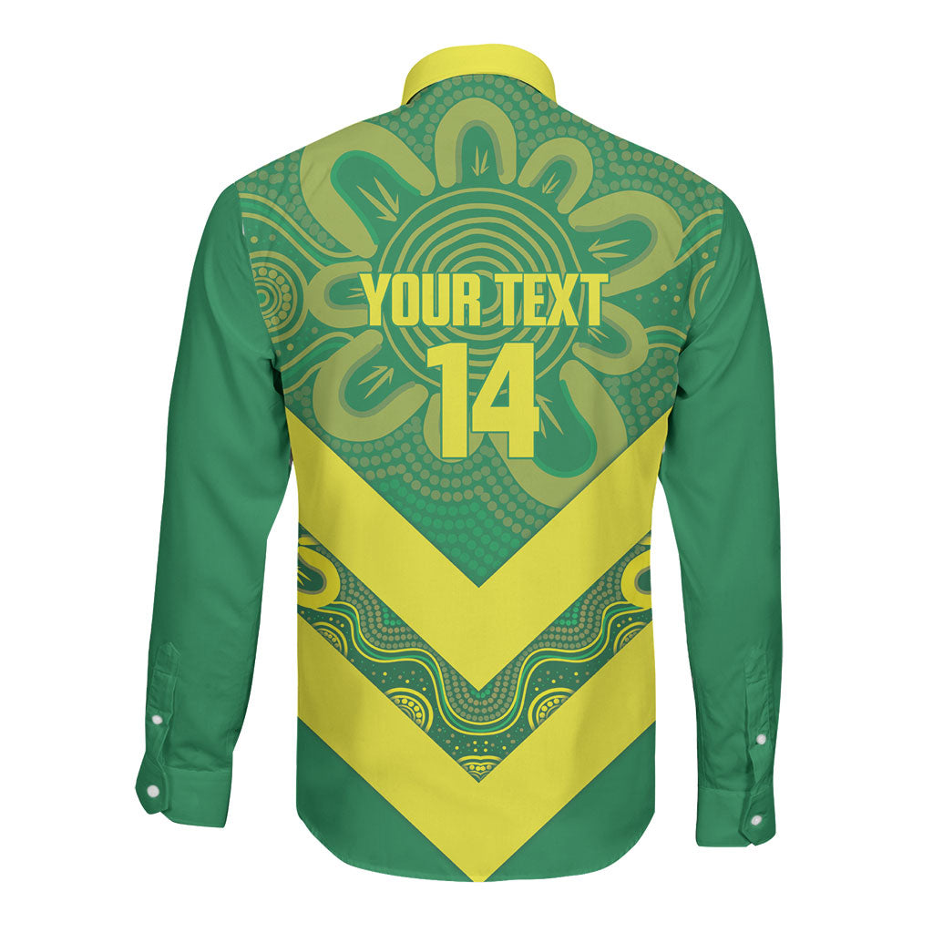 Australia Wheelaroos Rugby Custom Long Sleeve Button Shirt Go Aussie Kangaroo Indigenous Art