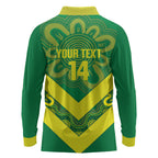 Australia Wheelaroos Rugby Custom Long Sleeve Polo Shirt Go Aussie Kangaroo Indigenous Art