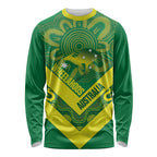Australia Wheelaroos Rugby Custom Long Sleeve Shirt Go Aussie Kangaroo Indigenous Art