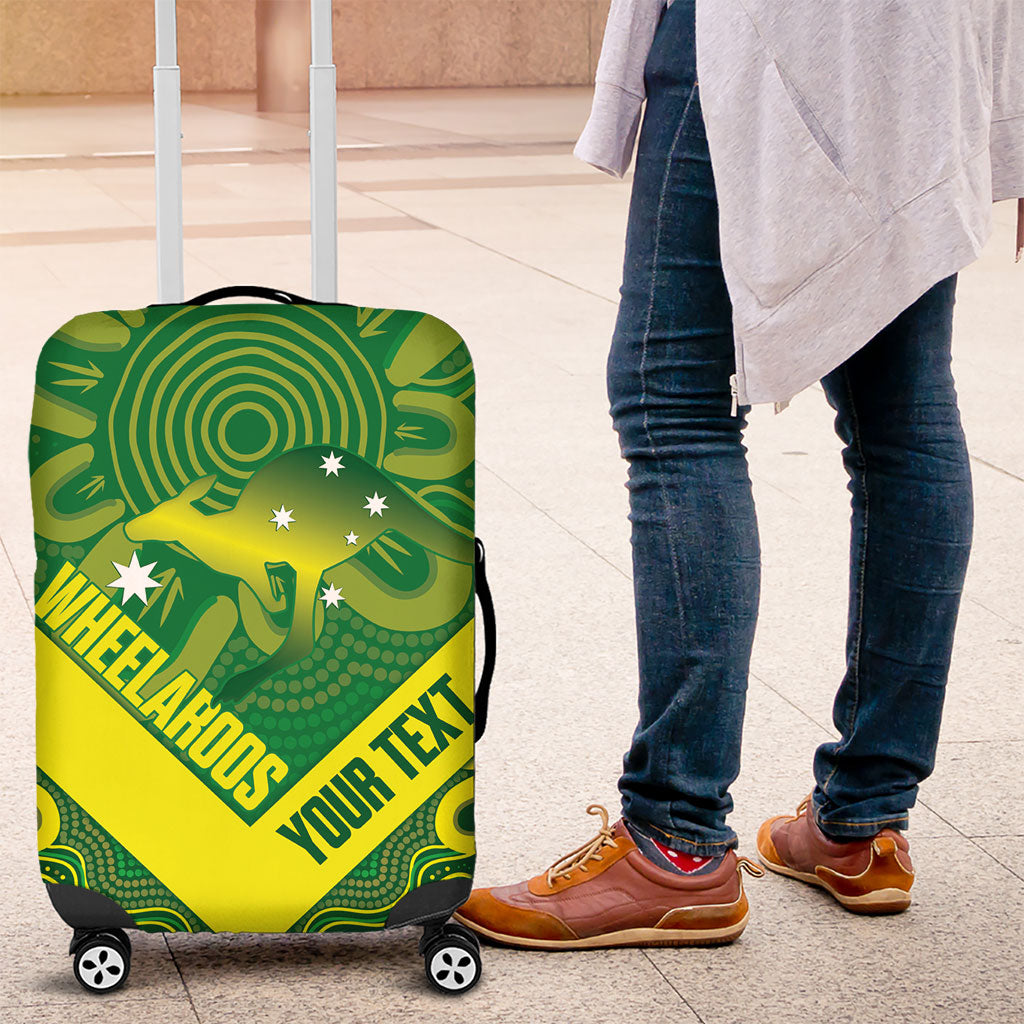 Australia Wheelaroos Rugby Custom Luggage Cover Go Aussie Kangaroo Indigenous Art