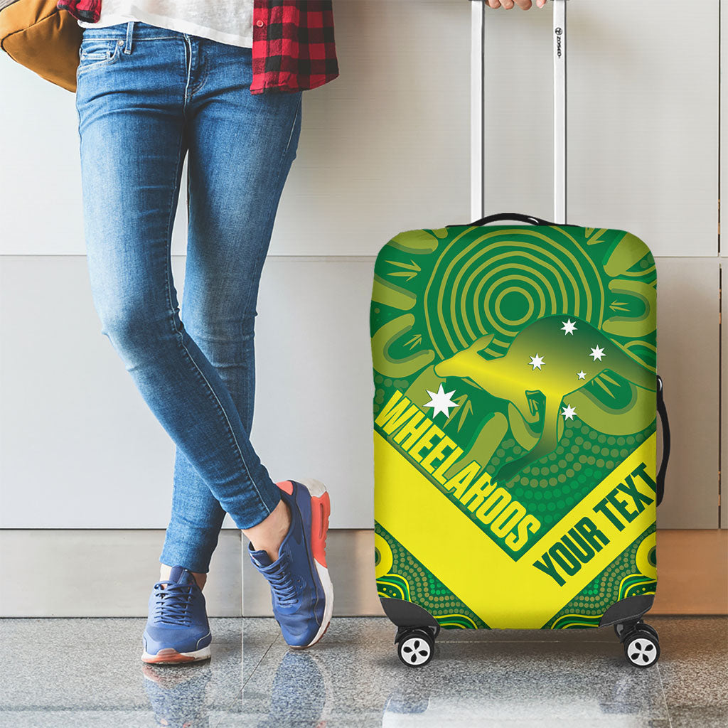 Australia Wheelaroos Rugby Custom Luggage Cover Go Aussie Kangaroo Indigenous Art