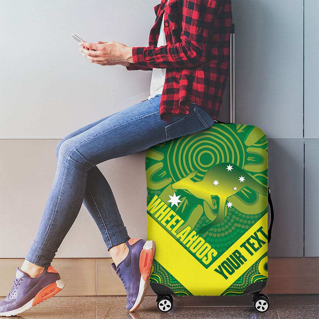 Australia Wheelaroos Rugby Custom Luggage Cover Go Aussie Kangaroo Indigenous Art