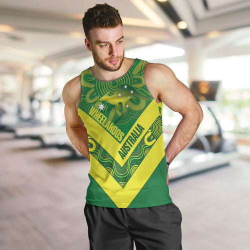 Australia Wheelaroos Rugby Custom Men Tank Top Go Aussie Kangaroo Indigenous Art