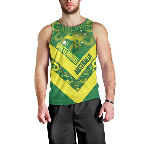 Australia Wheelaroos Rugby Custom Men Tank Top Go Aussie Kangaroo Indigenous Art
